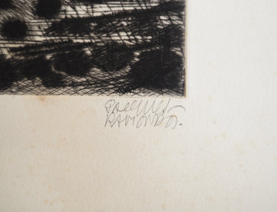 Jacques RAMONDOT : Paysage, Combe du Lubéron, Gravure originale signée