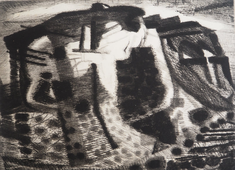 Jacques RAMONDOT : Paysage, Combe du Lubéron, Gravure originale signée