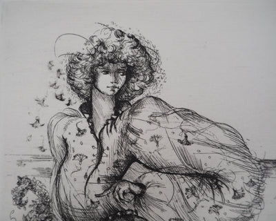 Régis DHO : La déesse Flore à Venise, Gravure originale signée