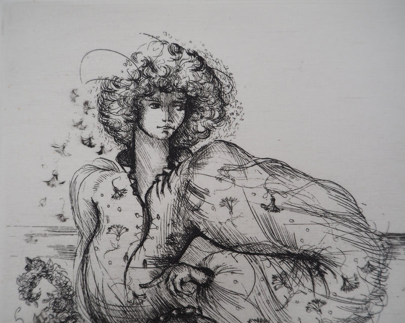 Régis DHO : La déesse Flore à Venise, Gravure originale signée