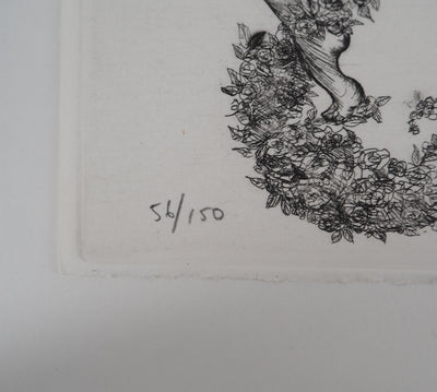 Régis DHO : La déesse Flore à Venise, Gravure originale signée