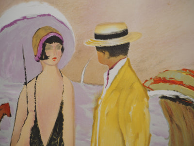 Ramon DILLEY : Couple sur la plage, Lithographie originale signée