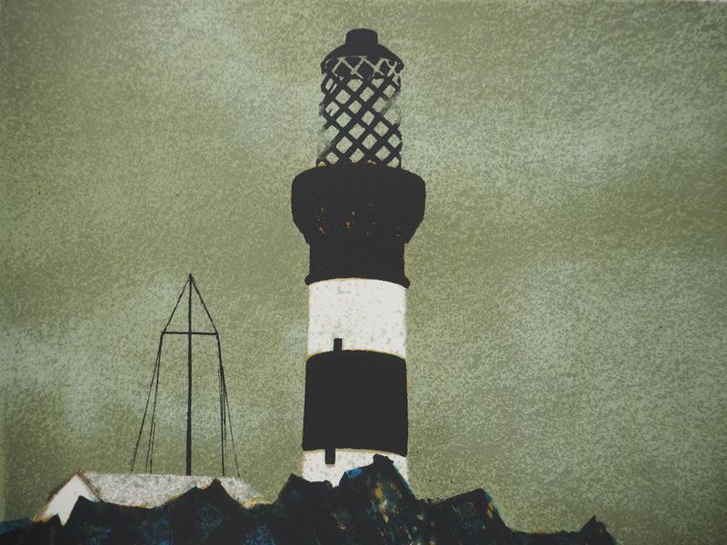 Yves GANNE : Le phare, Lithographie originale signée