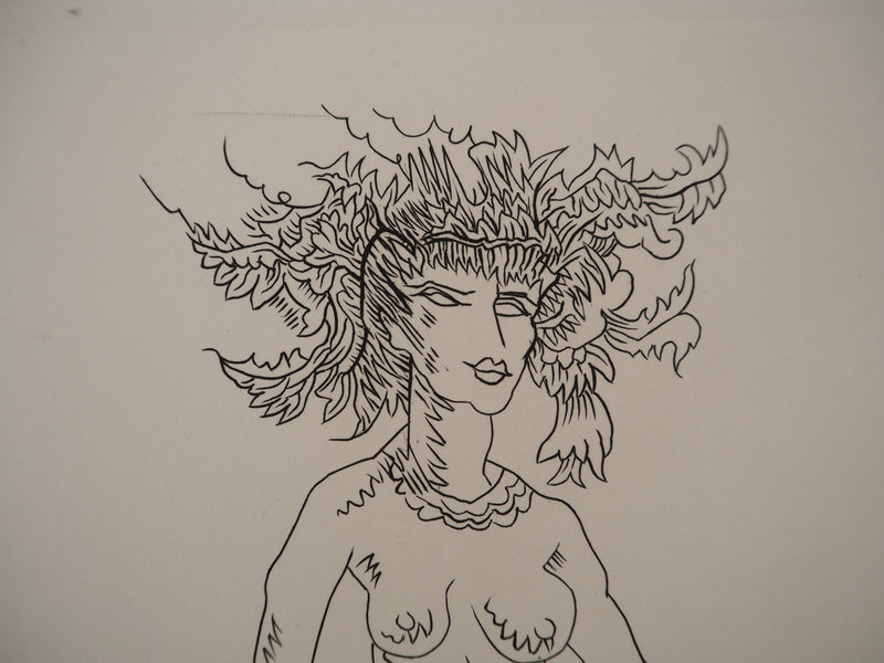 Jean PICART LE DOUX : Jeune femme au chien, Gravure originale signée