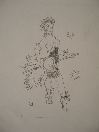 AF Jean PICART LE DOUX, Woman with bare breasts, original signed lithograph