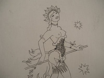 AF Jean PICART LE DOUX, Woman with bare breasts, original signed lithograph