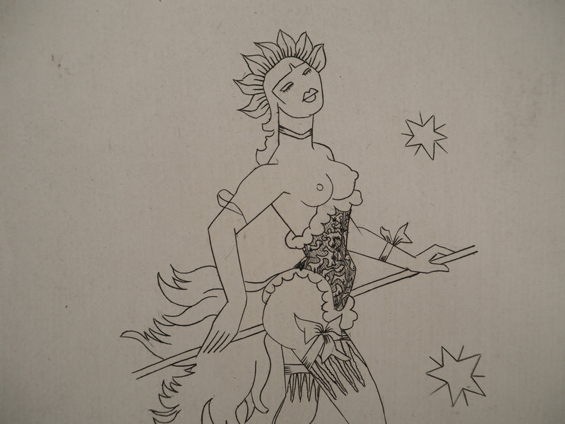 AF Jean PICART LE DOUX, Woman with bare breasts, original signed lithograph