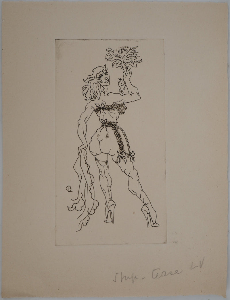 AF Jean PICART LE DOUX, Woman with bare breasts, original signed lithograph
