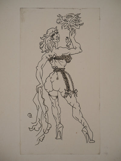 AF Jean PICART LE DOUX, Woman with bare breasts, original signed lithograph