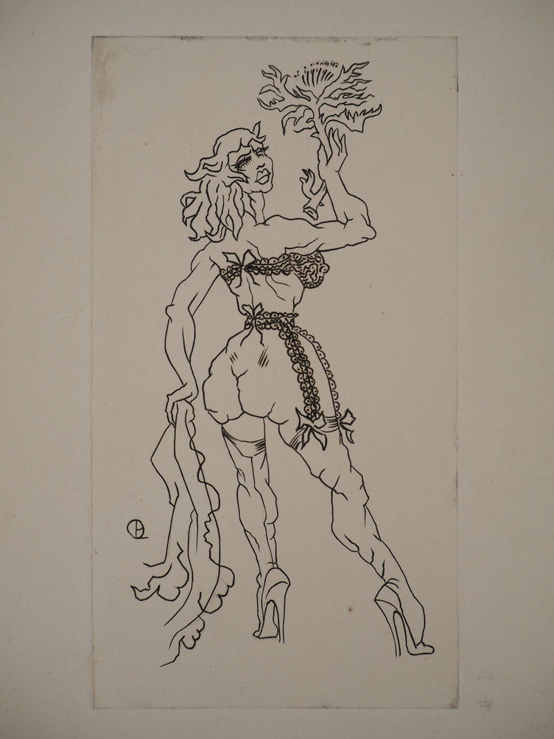 AF Jean PICART LE DOUX, Woman with bare breasts, original signed lithograph