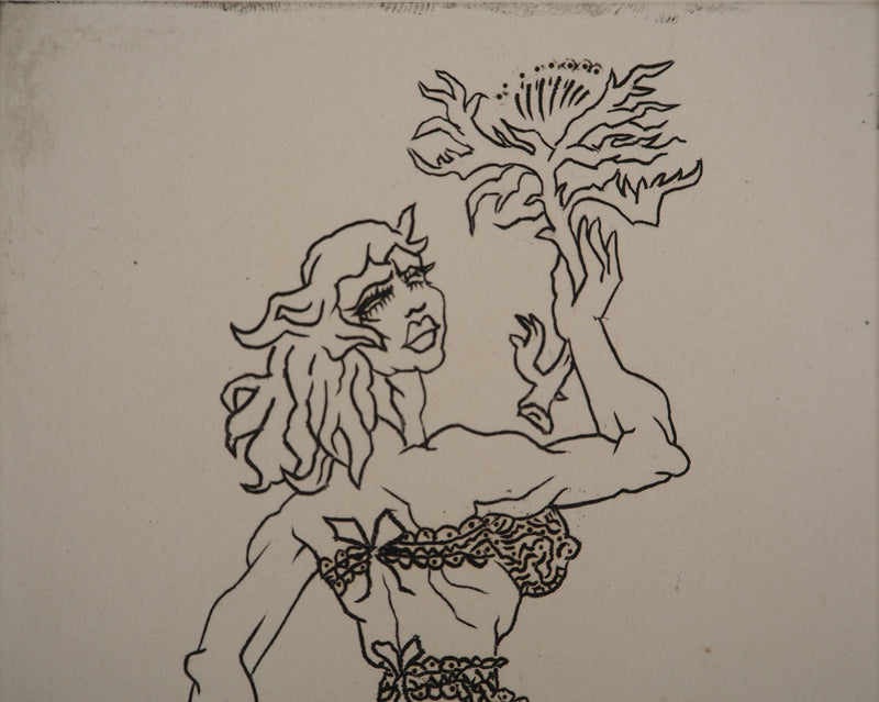 AF Jean PICART LE DOUX, Woman with bare breasts, original signed lithograph