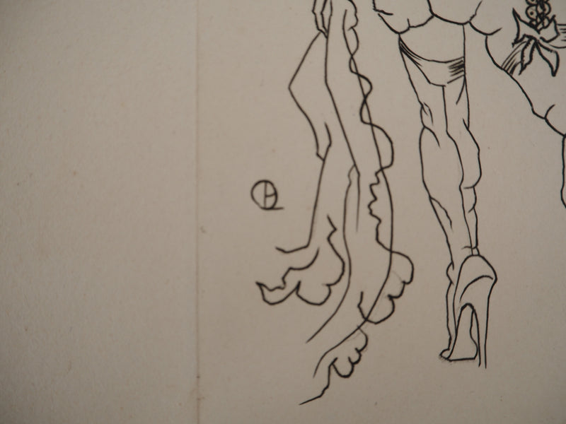 AF Jean PICART LE DOUX, Woman with bare breasts, original signed lithograph