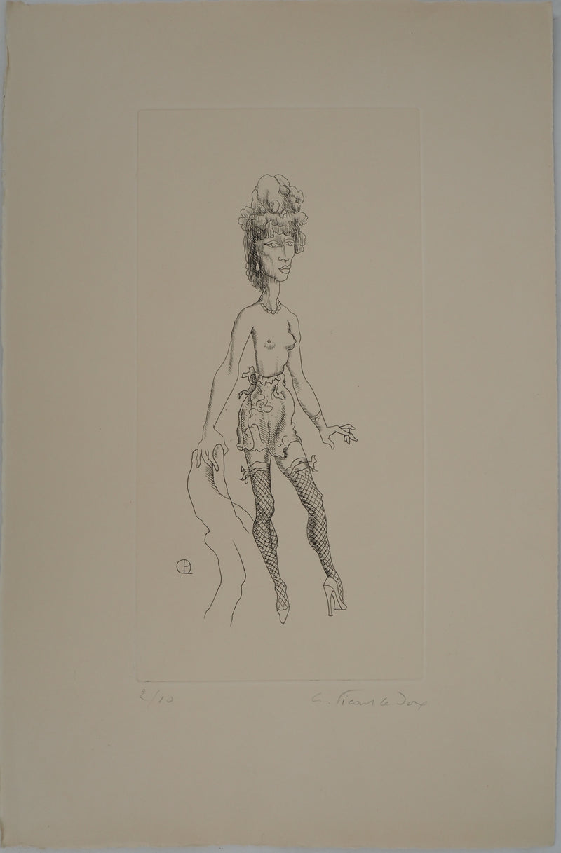 AF Jean PICART LE DOUX, Woman with bare breasts, original signed lithograph