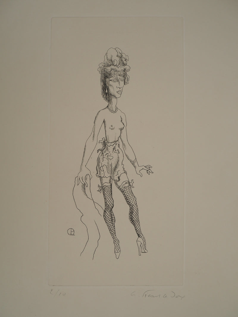 AF Jean PICART LE DOUX, Woman with bare breasts, original signed lithograph
