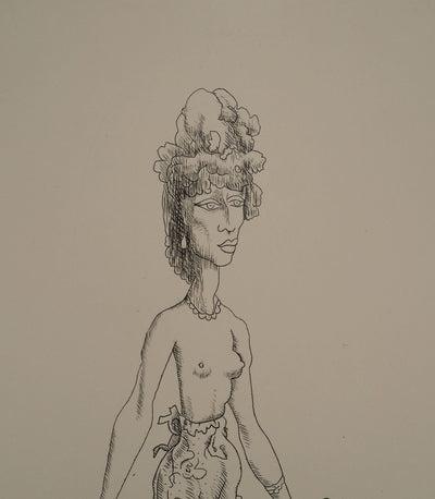 AF Jean PICART LE DOUX, Woman with bare breasts, original signed lithograph
