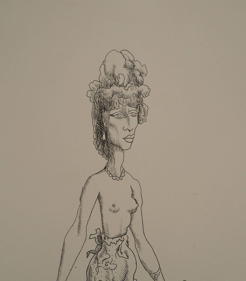 AF Jean PICART LE DOUX, Woman with bare breasts, original signed lithograph