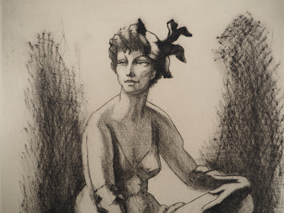 AF Jean PICART LE DOUX, Woman with bare breasts, original signed lithograph