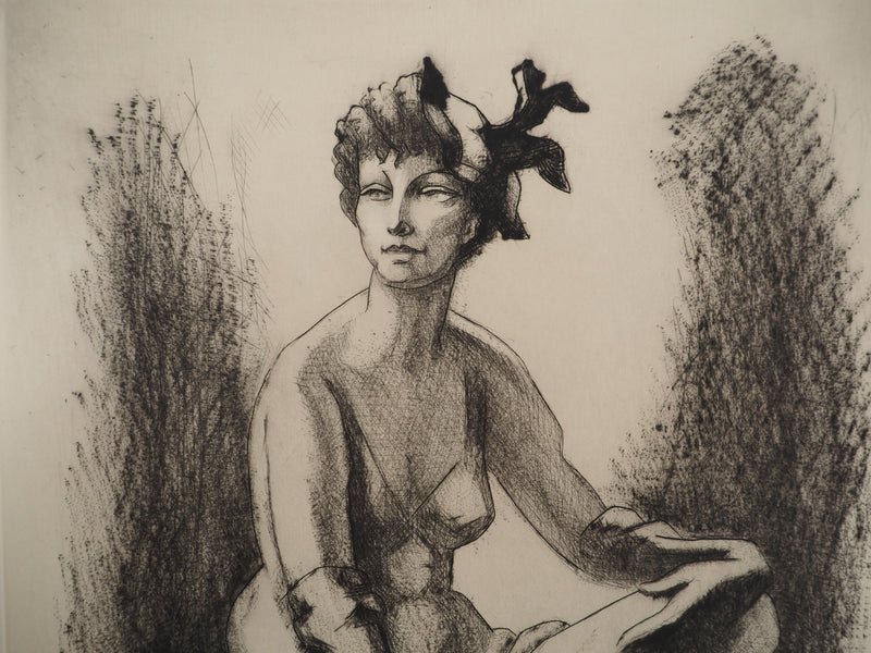 AF Jean PICART LE DOUX, Woman with bare breasts, original signed lithograph