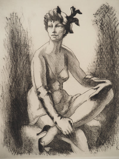 AF Jean PICART LE DOUX, Woman with bare breasts, original signed lithograph