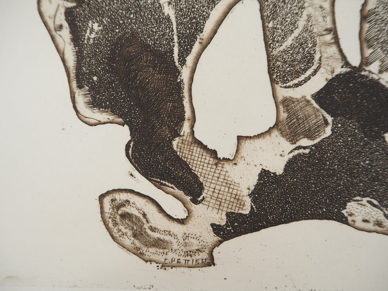 Colette PETTIER: Die Badende mit Seetang, Original signierte Lithographie