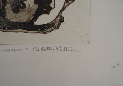 Colette PETTIER: Die Badende mit Seetang, Original signierte Lithographie