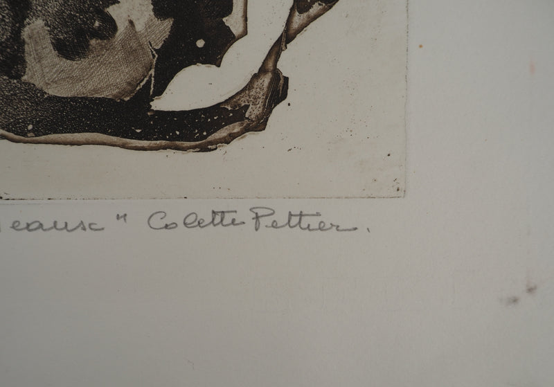 Colette PETTIER: Die Badende mit Seetang, Original signierte Lithographie