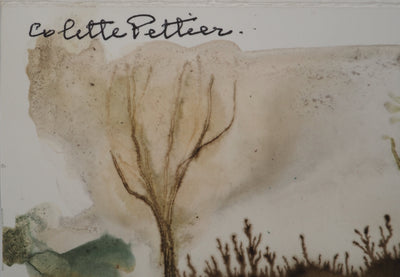 Colette PETTIER : Prairie en hiver, Aquarelle originale signée