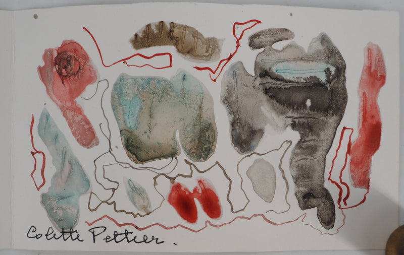 Colette PETTIER : Jardin abstrait, Aquarelle originale signée