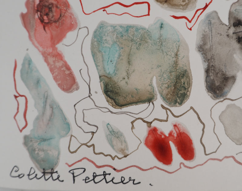 Colette PETTIER : Jardin abstrait, Aquarelle originale signée