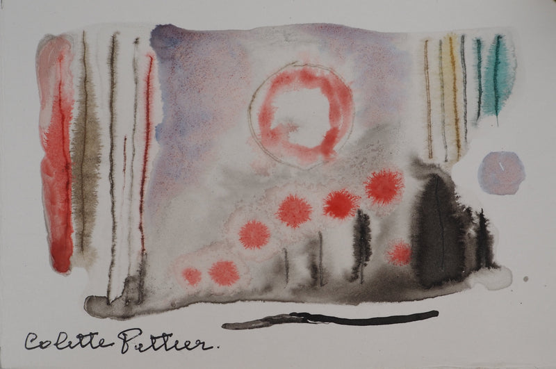 Colette PETTIER : Vie nocturne, Aquarelle originale signée