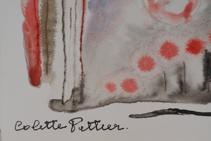 Colette PETTIER : Vie nocturne, Aquarelle originale signée