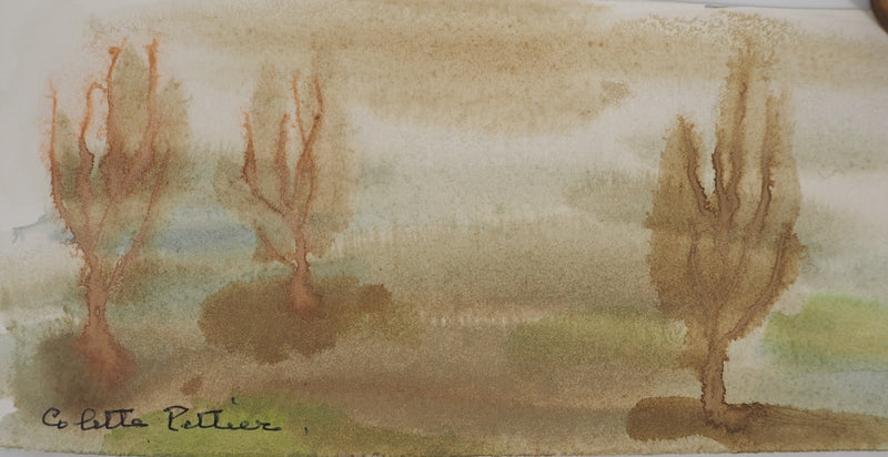 Colette PETTIER : La forêt, Aquarelle originale signée