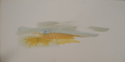 Colette PETTIER : Paysage au soleil levant, Aquarelle originale signée