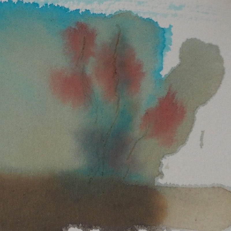 Colette PETTIER : Paysage au ciel bleu, Aquarelle originale signée
