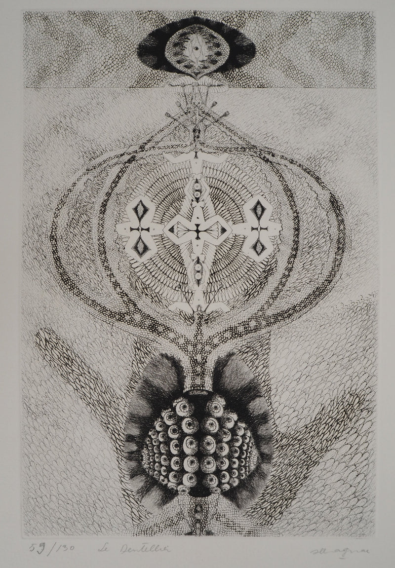 Jean-Marie ALBAGNAC : Le Dentellier, Gravure originale signée