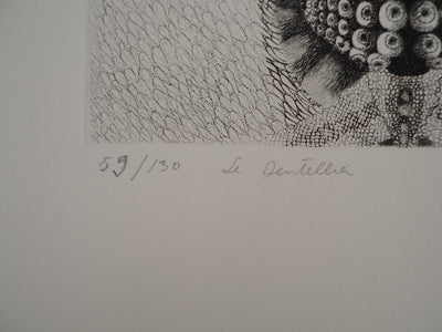 Jean-Marie ALBAGNAC : Le Dentellier, Gravure originale signée