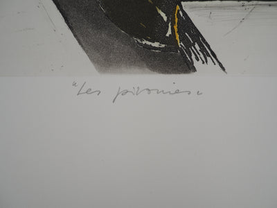 Annapia ANTONINI : Les pivoines, Gravure originale signée