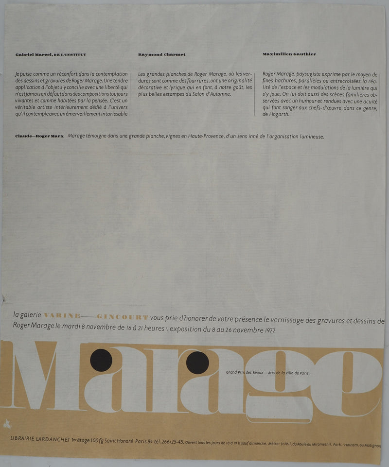 Roger MARAGE : Maison à la campagne, Lithographie originale signée