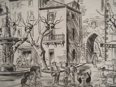 Jacques BOULLAIRE : Courthezon (Vaucluse), Gravure originale signée