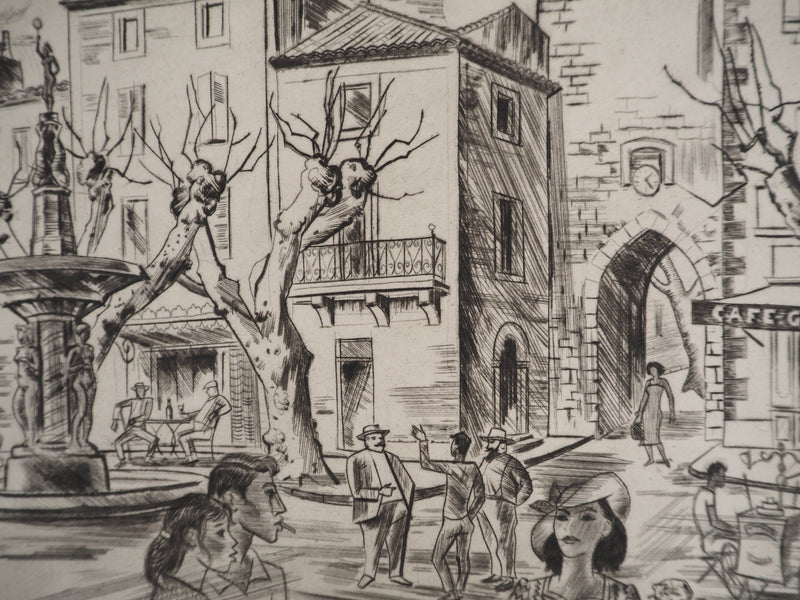 Jacques BOULLAIRE : Courthezon (Vaucluse), Gravure originale signée