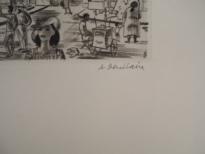 Jacques BOULLAIRE : Courthezon (Vaucluse), Gravure originale signée