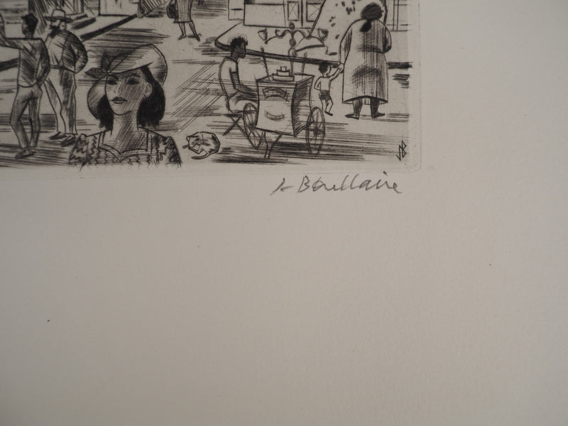 Jacques BOULLAIRE : Courthezon (Vaucluse), Gravure originale signée