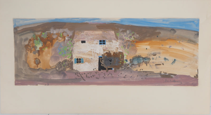 Michel HENRY : Provence : Mas dans la Garrigue, Aquarelle originale signée