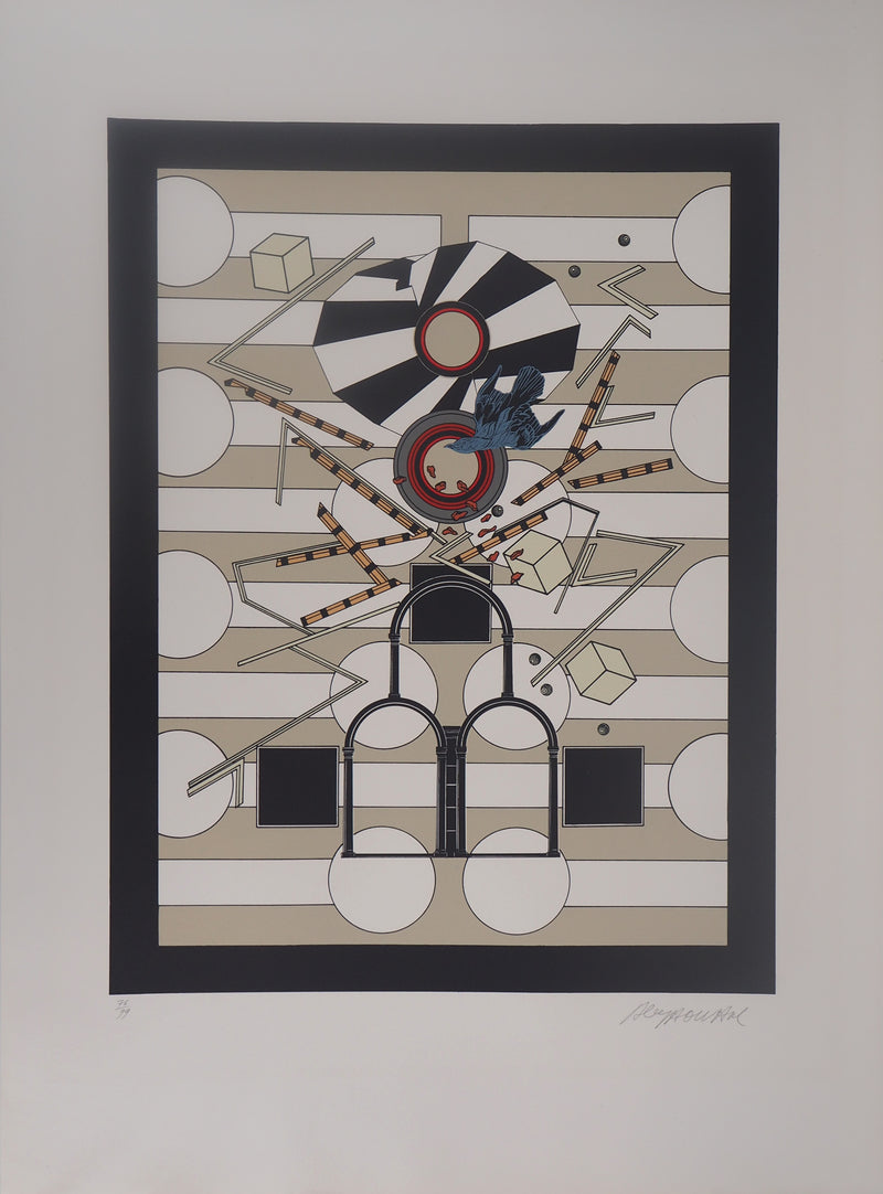 Alain LE YAOUANC : Les portes mimétiques, Lithographie originale signée