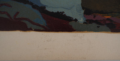 Pierre AMBROGIANI : Bouquet coloré, Bois gravé original signé