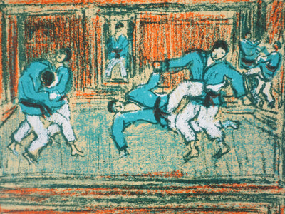 André COTTAVOZ : Combats au Dojo : série de duels, Lithographie originale signée