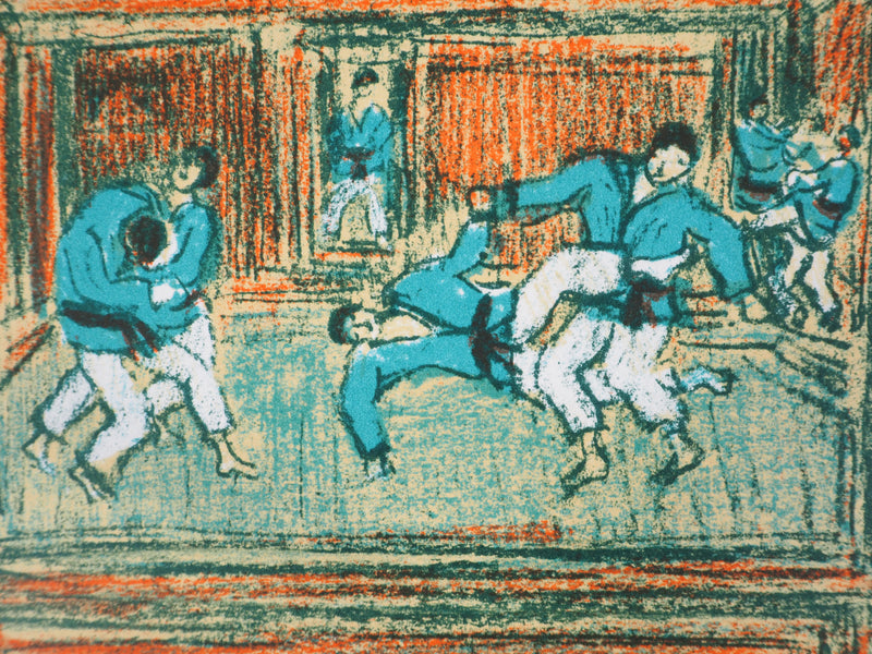 André COTTAVOZ : Combats au Dojo : série de duels, Lithographie originale signée