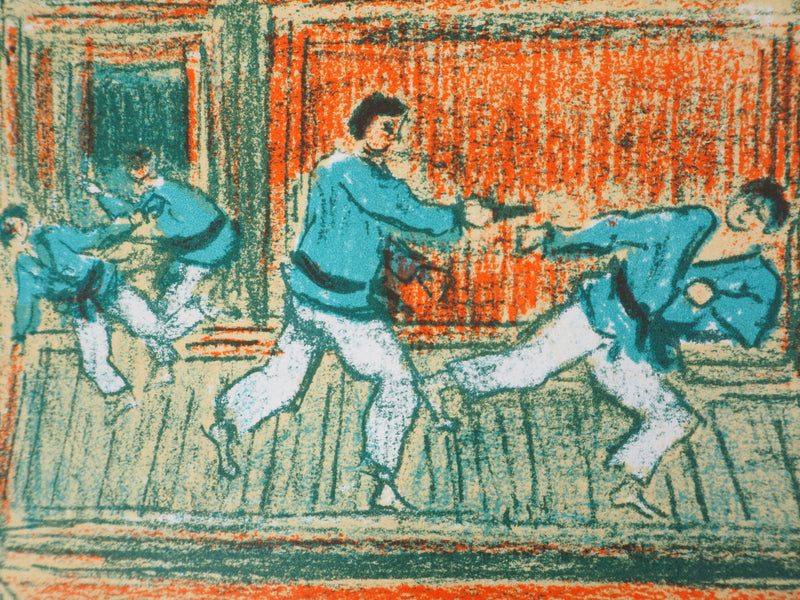 André COTTAVOZ : Combats au Dojo : série de duels, Lithographie originale signée