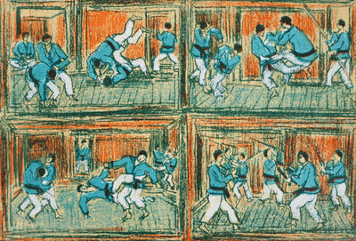 André COTTAVOZ : Combats au Dojo : série de duels, Lithographie originale signée