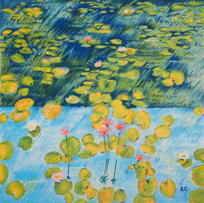 Alain DE CONDE : Les Nymphéas (Hommage à Monet), Lithographie originale signée